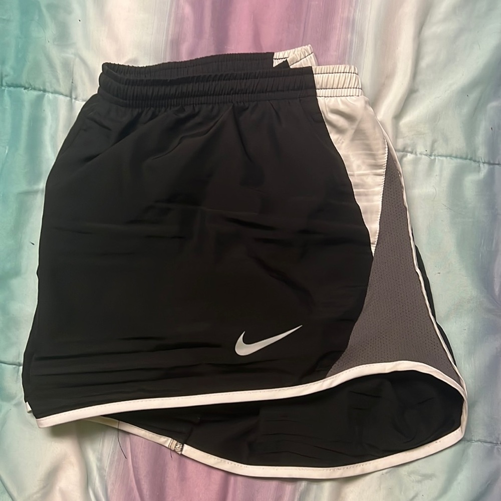 XL, black Nike athletic shorts with drawstring and built in underwear.